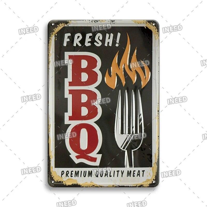 Mfoever Burger Sign Best In Town Beef BBQ Vintage Decor Hotdogs Kitchen Decorations Wall Plaque Retro Decor Vintage Food Sign