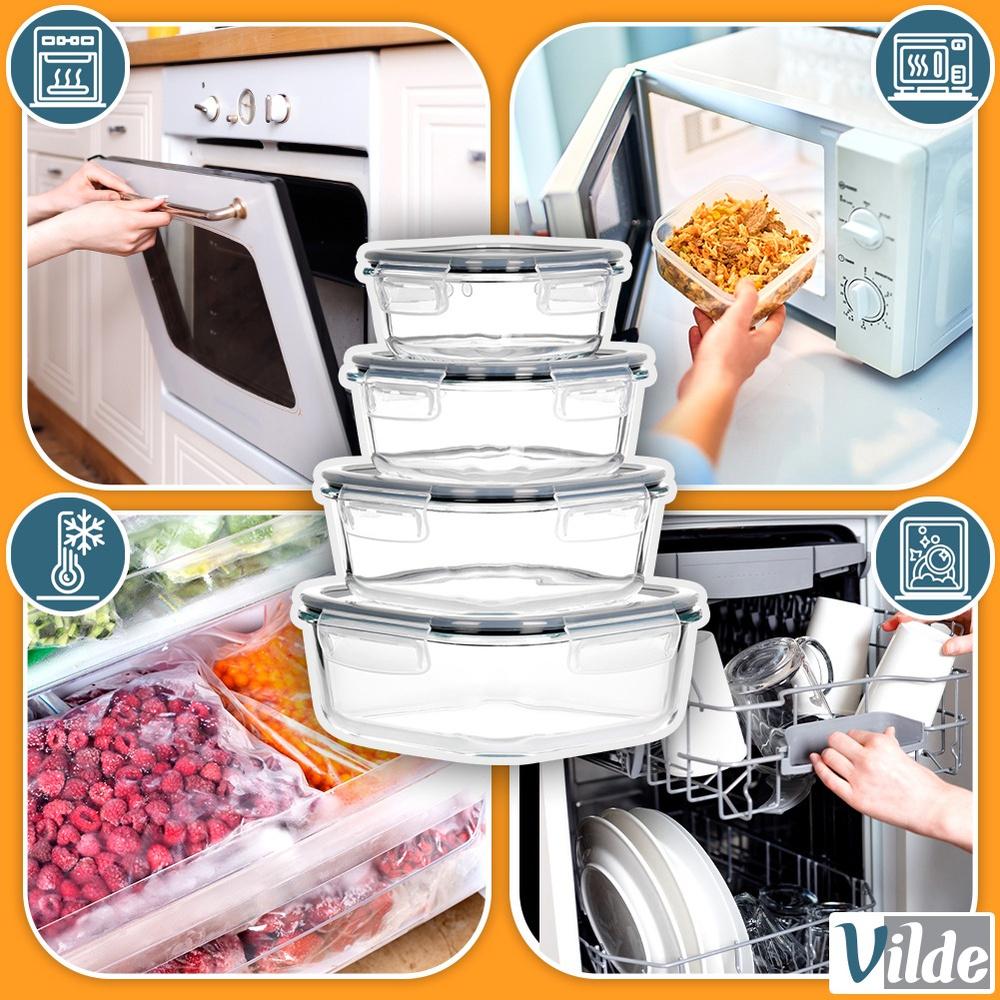 Glass Food Containers With Lid And Seal, Square, 8 Pcs.