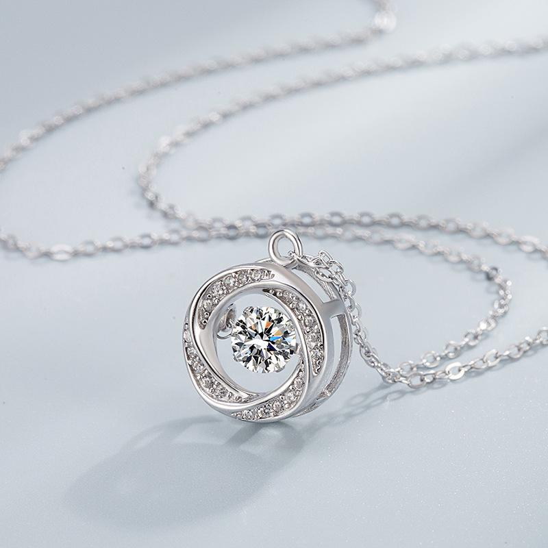 Женское колье-подвеска «Танцующее сердце» из серебра 925 пробы - Роскошная круглая цепочка для ключиц, Рождественский подарок