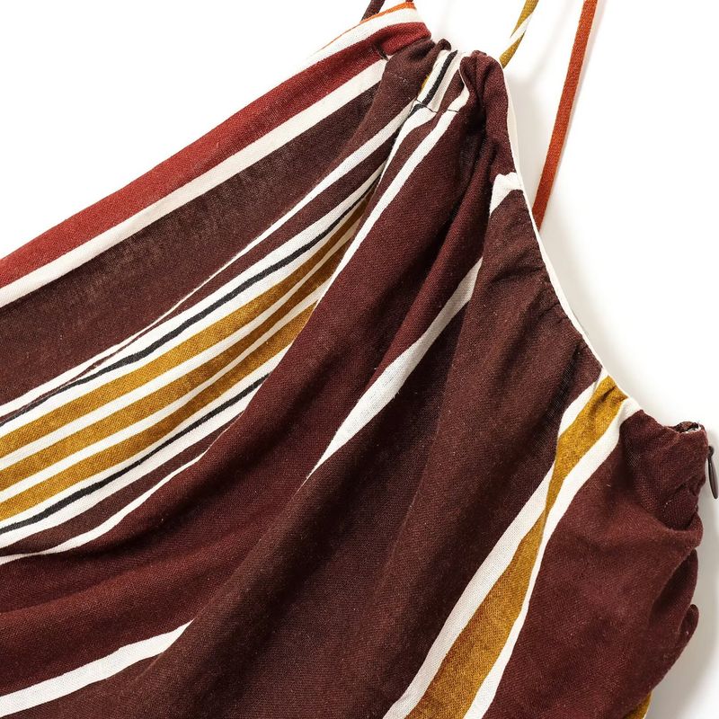 Kaslead New Arrival Women's Clothing Fashion Style Fashion Stripes Asymmetric Midi Skirt Dress 8734137