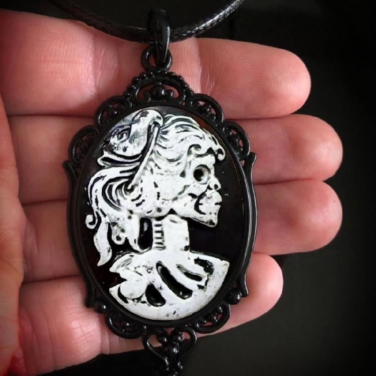 Заявление Кулон Камея Череп Уникальное Ожерелье-Цепочка Украшение Дизайн Для Поклонников Готической И Панк-Культуры