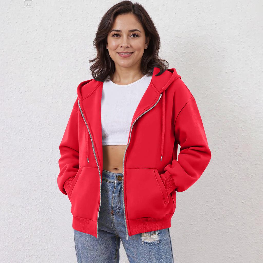 Women's Off Shoulder Zipper Hoodie Sweatshirt Fashion Clothing Casual Jacket