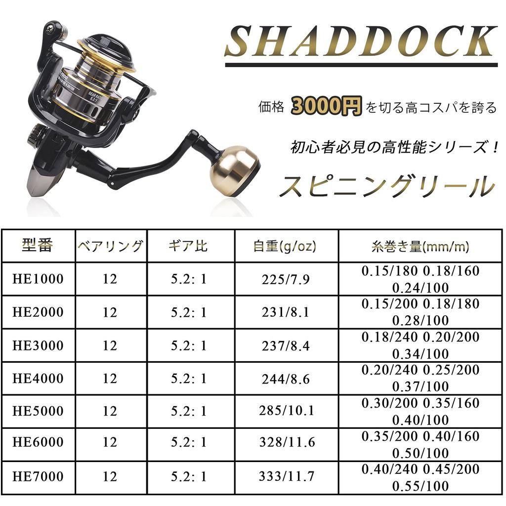 SHADDOCK Spinning Reel, Sea Fishing, 3000, Long-distance Casting Reel, Bass, Sea Bass, Jigging, Perfect for Beginners, All Metal, 12BB, 5.2:1, Shock