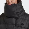 Adidas Originals Fashion Down Long Scarf Collar Puffer Jacket With Brand Logo Embroidery Women Outerwear Black HK5245