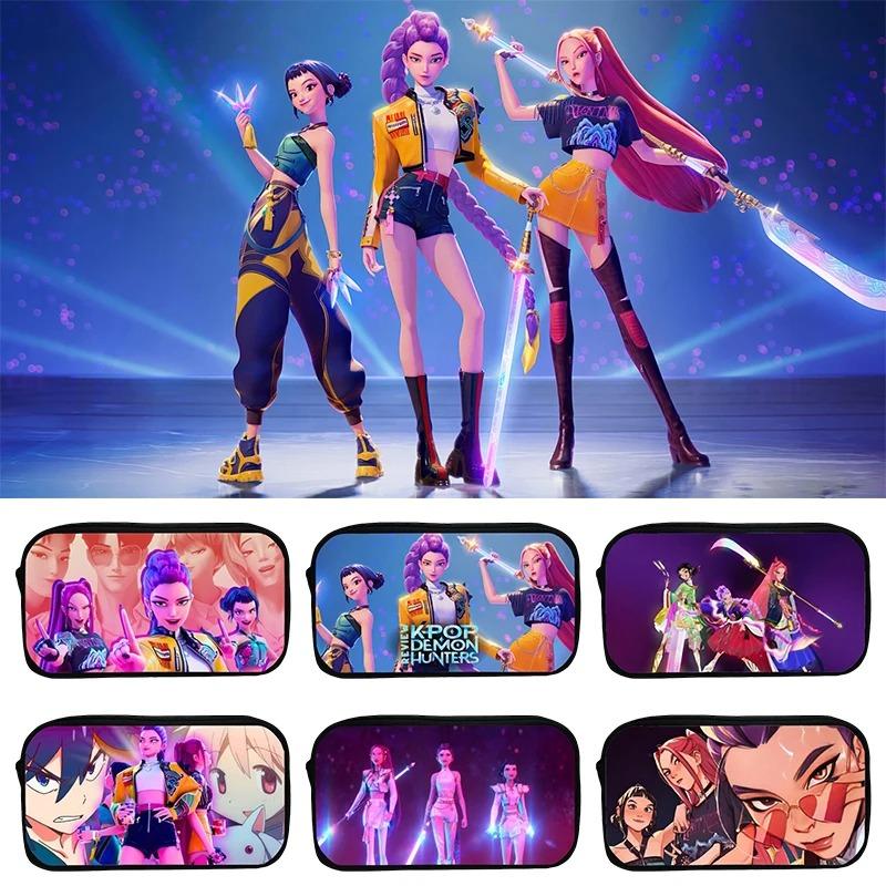 KPOP Охотники на демонов Huntrix Мерч из фильма Пенал большой вместимости Детский пенал для девочек и мальчиков Большая сумка для хранения Школьные принадлежности