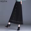 Осень-зима женская трикотажная юбка-миди женская юбка с высокой талией утепленная однотонная тонкая плиссированная юбка трапециевидной формы средней длины