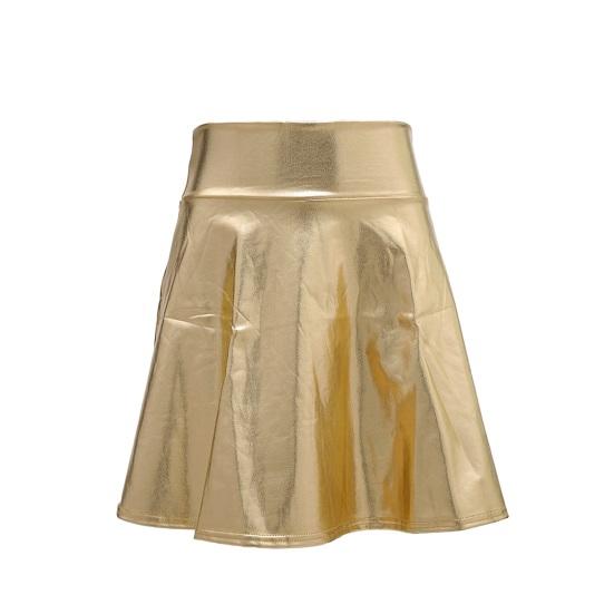 Женская клубная юбка трапециевидной формы из глянцевой поверхности из искусственной кожи со свободным подолом, эластичной талией и высокой талией, плиссированная, мягкая мини-юбка для коктейльной вечеринки