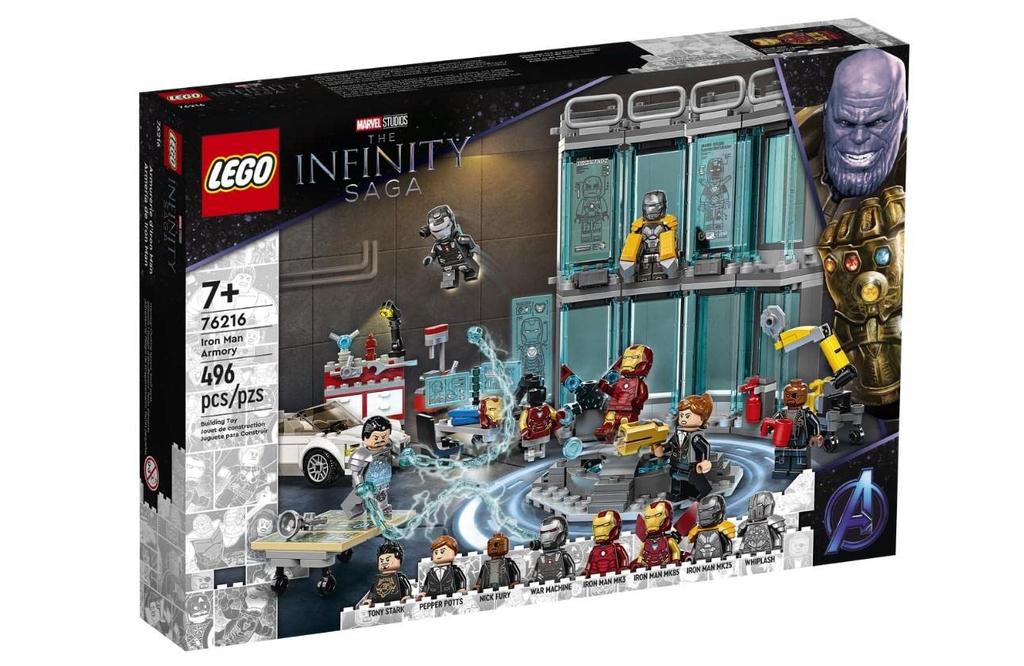 LEGO Супергерои Marvel Iron Armory 76216 Игрушечный блок Подарочный герой Sentai Superhero Американские комиксы Мальчики от 7 лет и старше Мужской