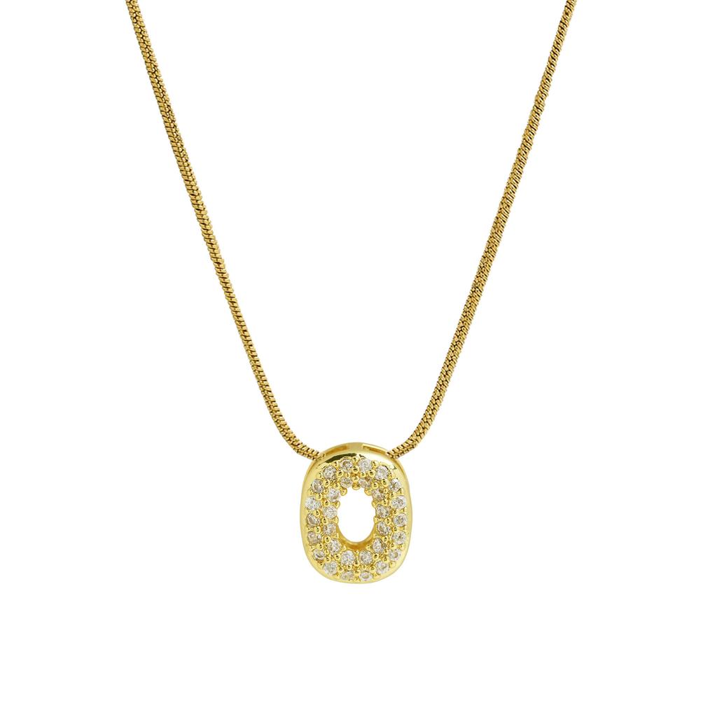 Изящное крошечное колье-чокер с буквой из циркона для женщин, позолоченная нержавеющая сталь, змеиная цепочка, алфавитные подвески