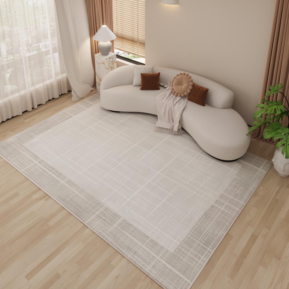 Современный простой кремовый бархатный ковер Loop - нескользящий коврик для гостиной, веранды, спальни или у кровати