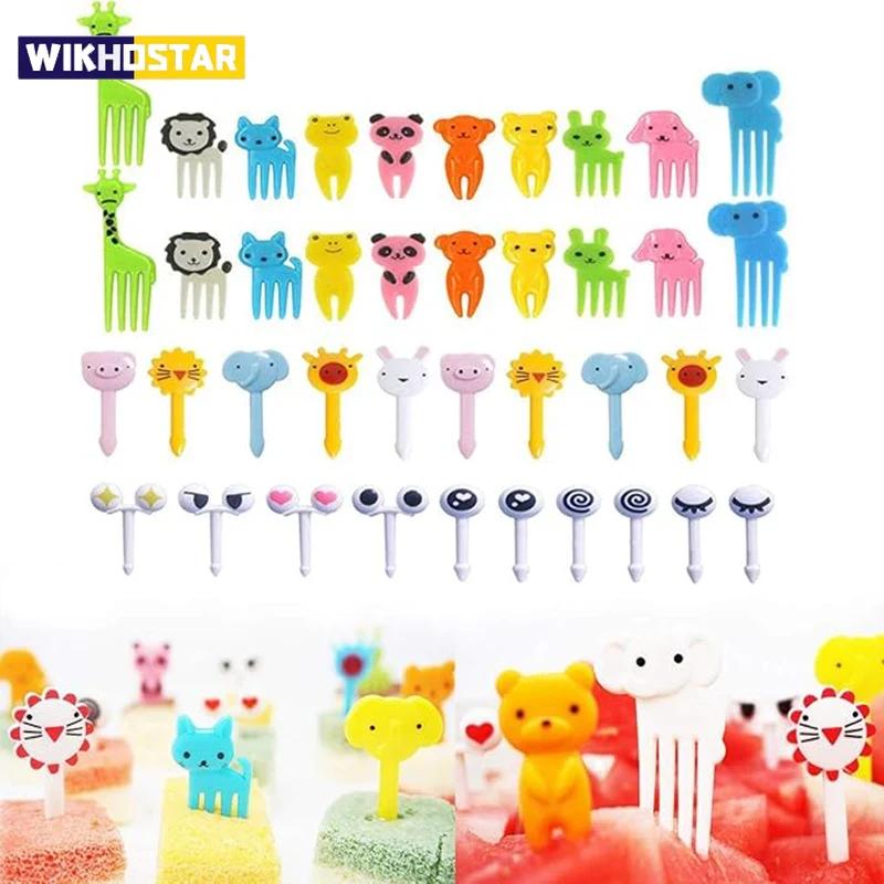Children Snackc Food Fruit Forks Lunch Accessories Party Decor Cute Mini Animal Cartoon Food Picks Lunch Box Divider