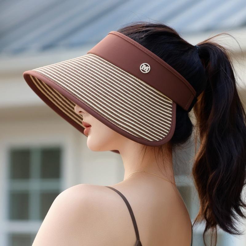 Ladies Sunscreen Empty Top Visor Travel Writing Foldable Bucket Hat Versatile Sun Hat Tide Straw Hat