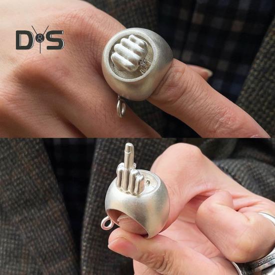 Выдвижное кольцо на средний палец, вращающееся кольцо на средний палец, ретро-персонаж, нишевое кольцо для снятия стресса, рождественский розыгрыш, подарок на средний палец