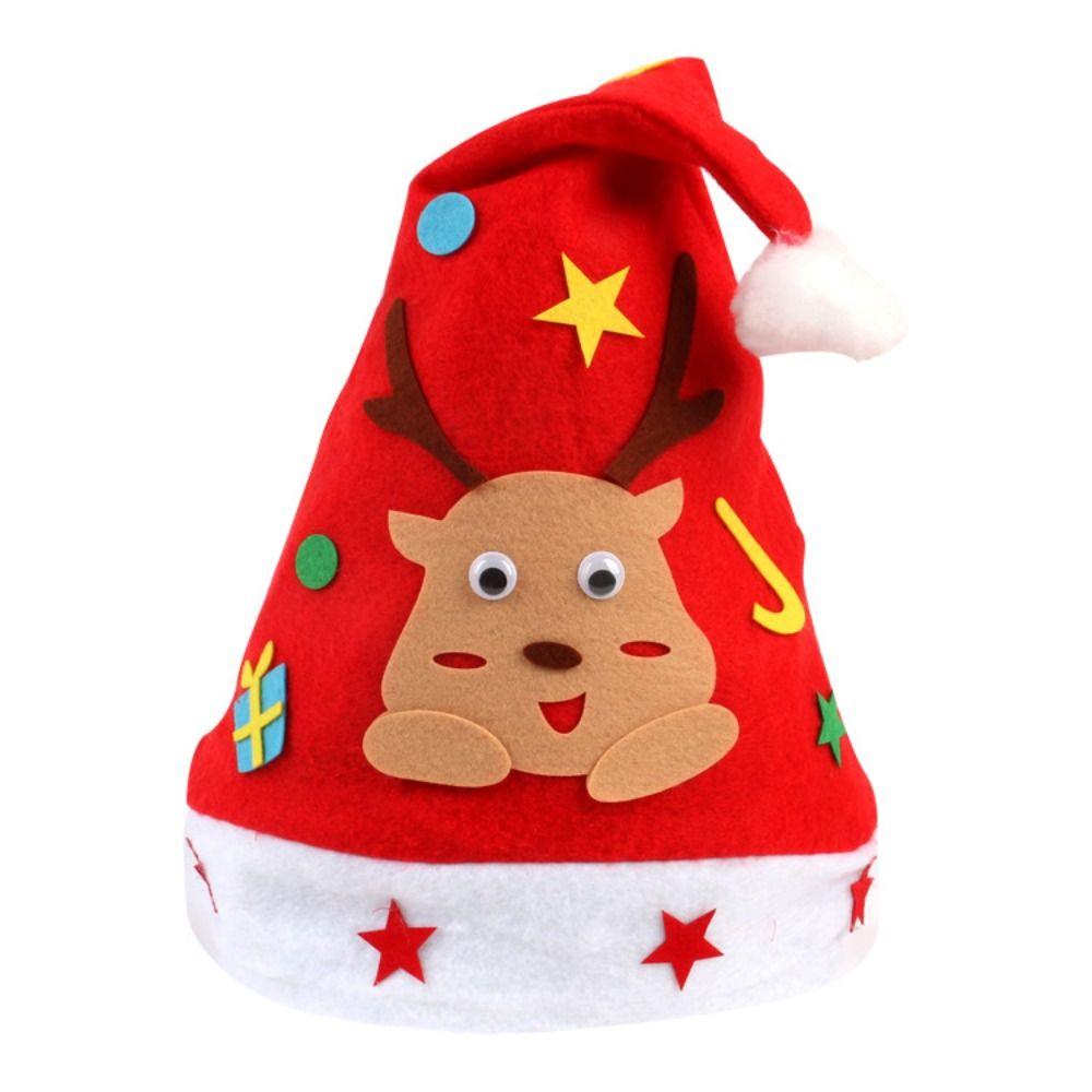 Non-woven Fabric DIY Christmas Hat Toy Santa Claus Kriss Kringle Hat Kids Xmas Arts Hats Toddlers