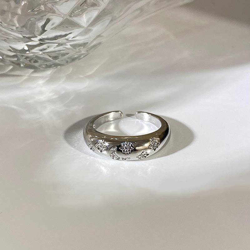 Холодный ветер~серебряное циркониевое крестовое кольцо женское Ins легкое роскошное парное кольцо