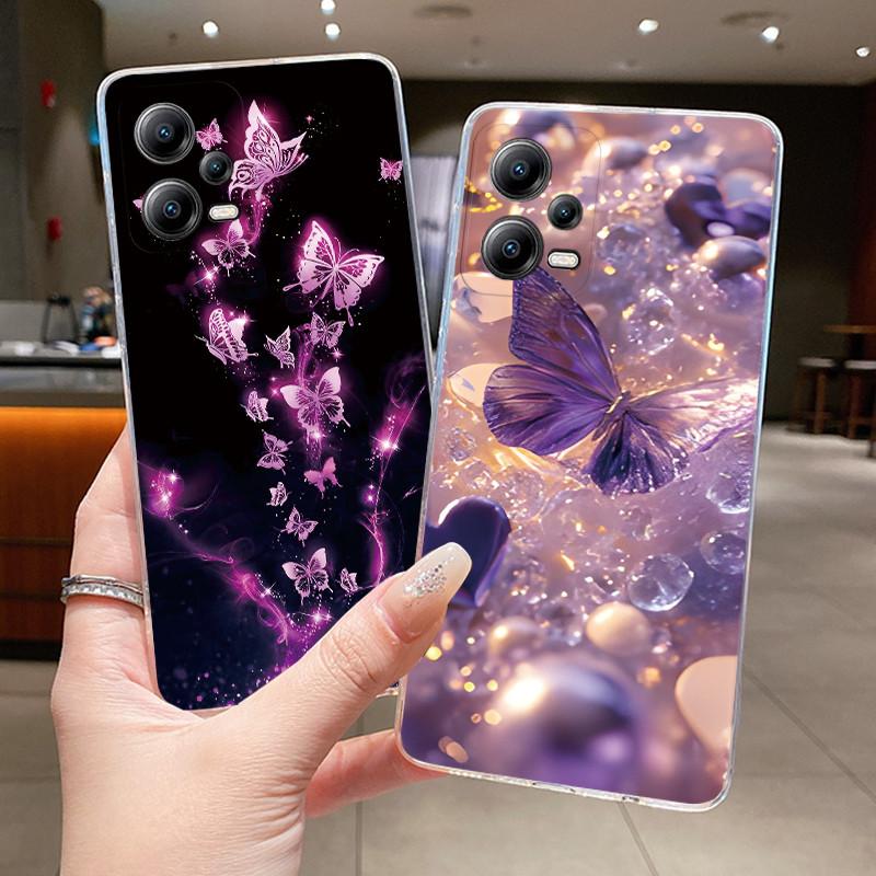 Phone Case For Xiaomi POCO X5 5G/Redmi note 12 5G/POCO X5 PRO 5G Butterfly Protective Casing Transparent Soft Silicone TPU Cover