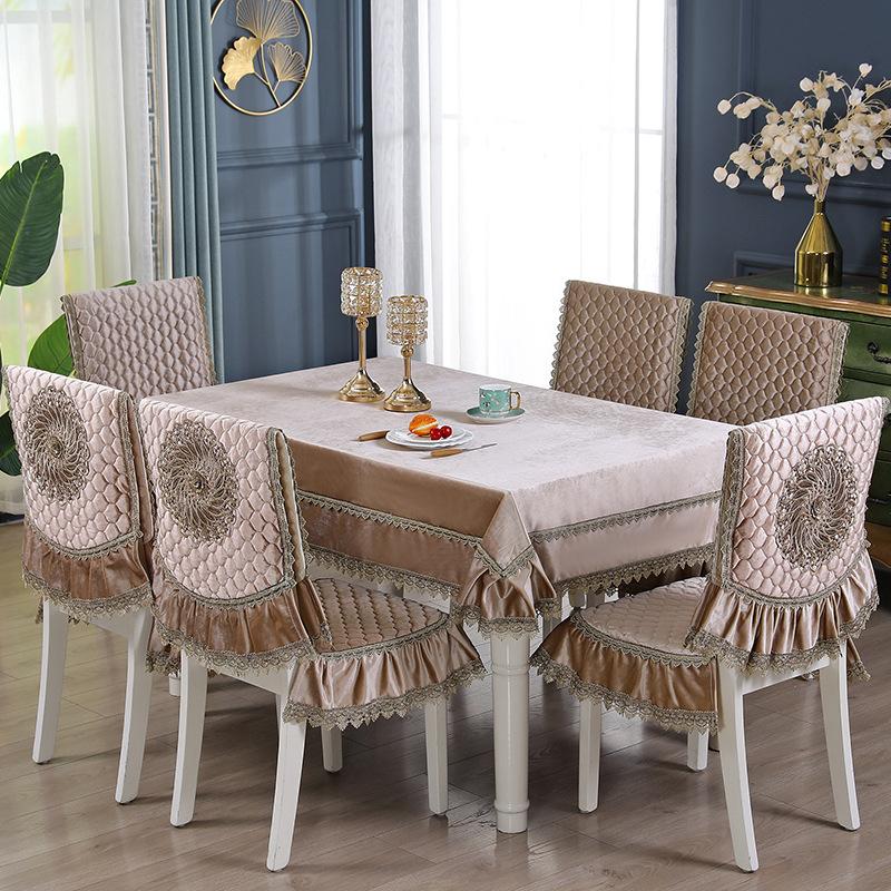 Роскошная фланелевая скатерть с кружевом, квадратная скатерть, вышивка, чехол на стул, подушка на обеденный стул для гостиной, кофейная скатерть