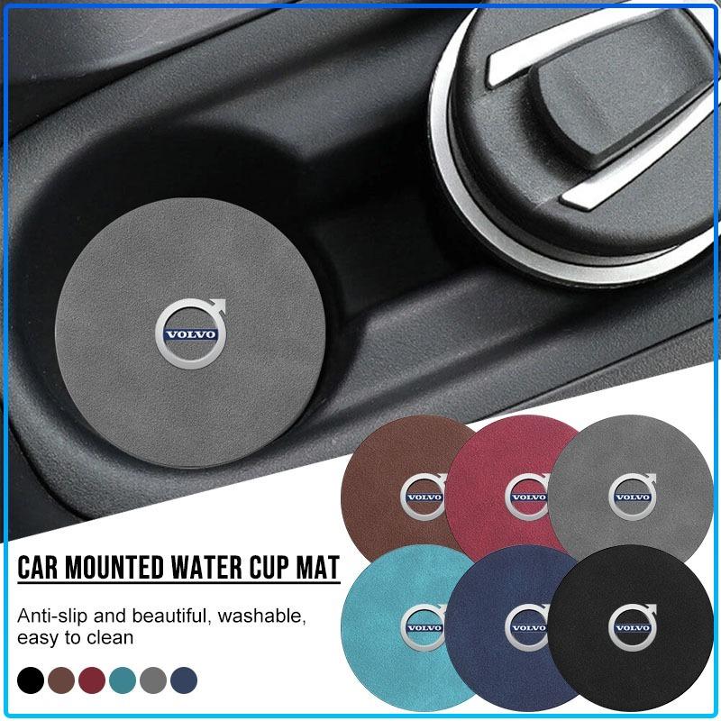 Car leather Water Coaster Non-Slip Mat Car Bottle Holder Insert Pad For Volvo XC60 XC90 S60 S80 S40 V40 V60 V70 V50 XC70