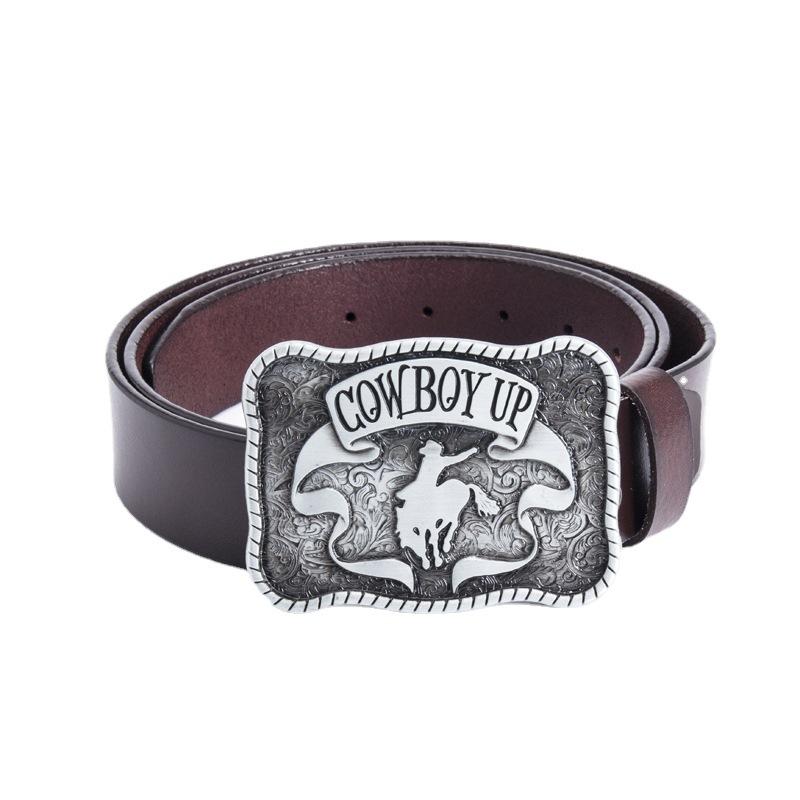 Ремень из воловьей кожи Независимая упаковка Мужской черный ремень Металлическая одежда для взрослых Аксессуары