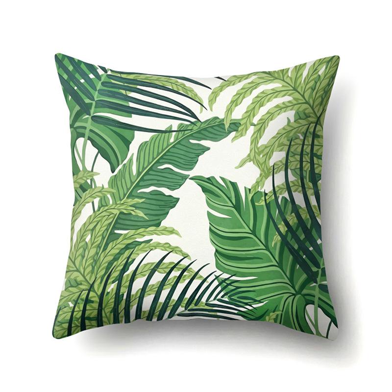 Polyester Pillow Case Nordic Ins Style Plant Flower Print Peach Leather Velvet Cushion Cover Car Waist Cushion Cover