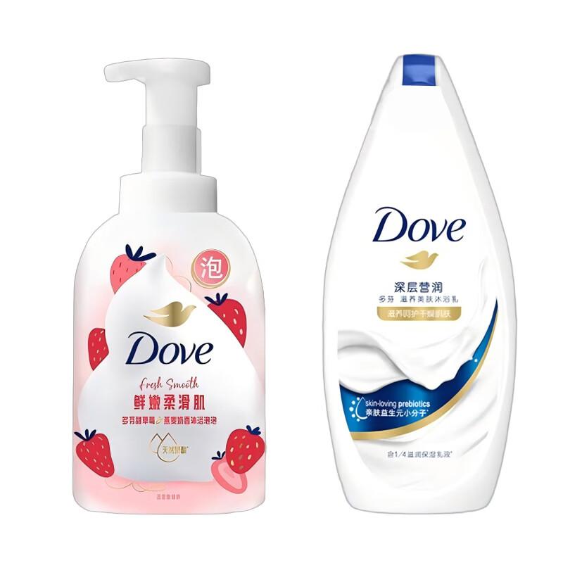 DOVE Набор для ванны и душа «Клубника и Овсяное молоко»