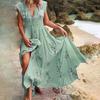 Женское французское пляжное платье с v-образным вырезом в европейском и американском стиле с богемным принтом, женская юбка