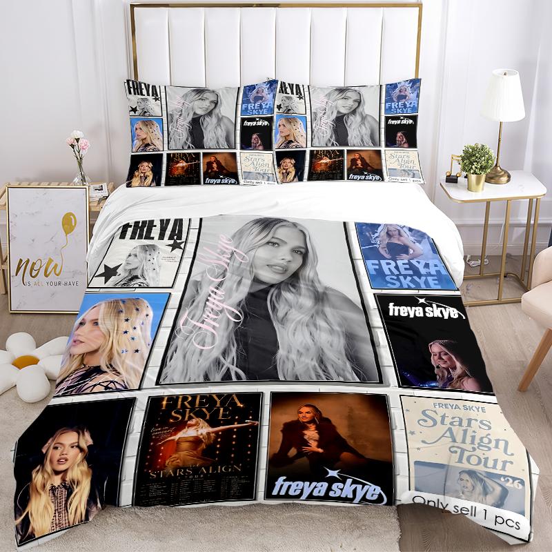 3Pcs Freya Skye Music Collage Bedding Sets For All Sizes New 3D Printed Bed Cover Comforter Duvet Cover Pillowcase Bedroom Decoration