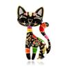 Enamal Animal Brooches Cute Colorful Cat Shape Corsage Suit Bag Hijab Pin for Women Kids Clothes AVE