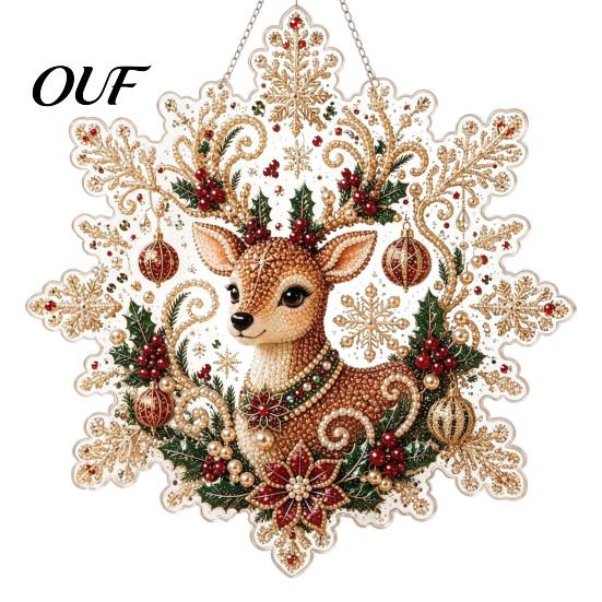 Decorative Pendants for Holiday Trees Christmas Acrylic Pendant with Metal Chain, Double-sided Printed 2D Snowflake Double Sided Decor Pendant,