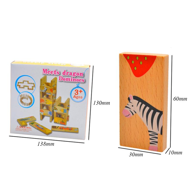28 шт. Деревянные игрушки домино Раннее обучение Деревянный набор домино с животными Сортировка по форме Обучение порядку Развивающие игрушки для детей
