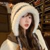 Thick Plush Lei Feng Hat - Warm Winter Knitted Wool Hat with Cute Strap for Large Head Circumference