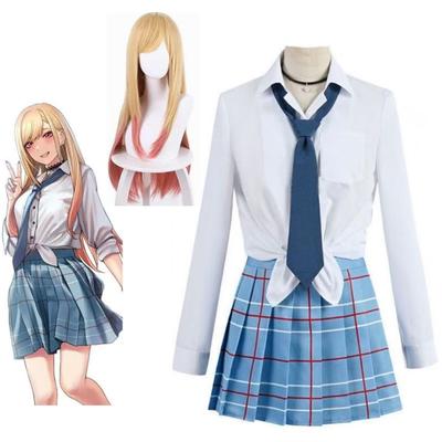Китагава Марин Косплей Аниме My Dress Up Darling Kitagawa Marin Косплей Костюм Платья Школьная форма Парик Серьги Костюм для девочек