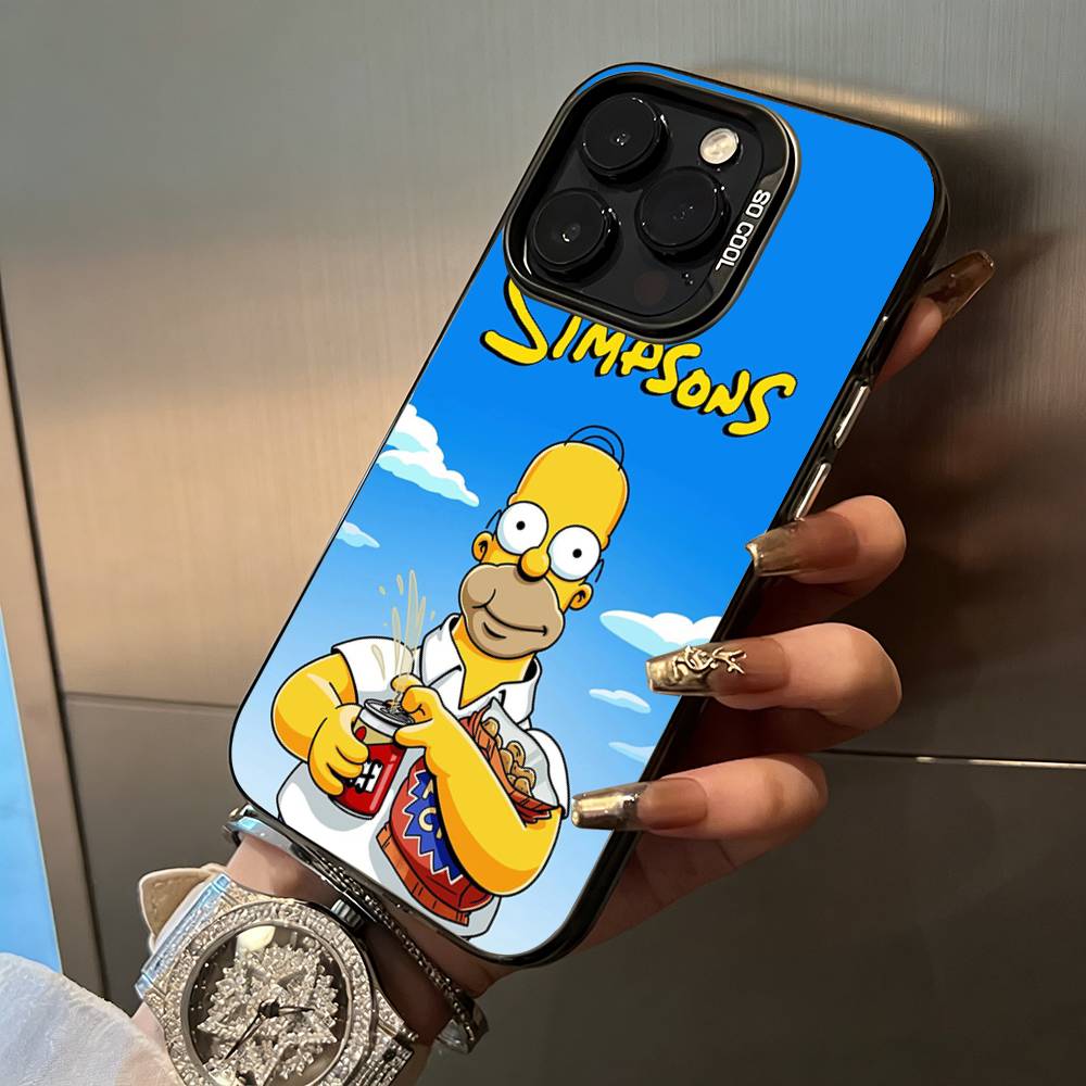 Симпсоны-Забавный Мультяшный Чехол Для Телефона Для iPhone 17,16,15,14,13,12,11 Plus Pro Max Цветной Серебристый Чехол Для Телефона