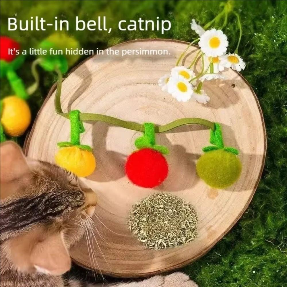 Pet Supplies Bite Resistant Tomato Cat Teaser with Bell Boredom Relief Interactive Kitten Teaser Rope Self Play