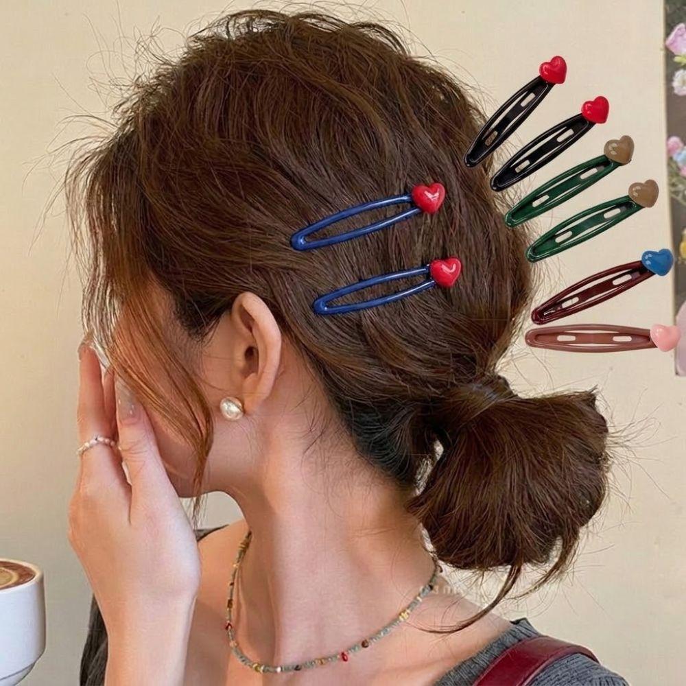 A Pair Cute Sweet Style Girls Hairpins Y2K Students Bangs Hair Clips For Girls Women