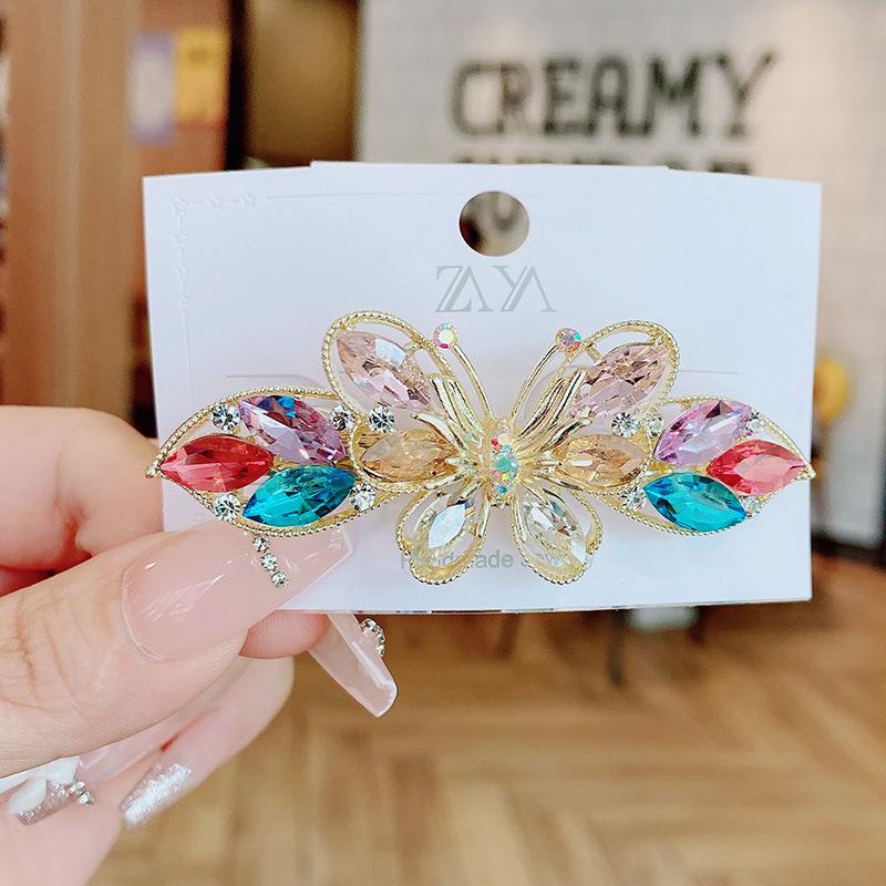 Модная заколка для волос в стиле ретро со стразами и бабочкой, большая заколка для волос с цветком, весенняя заколка, милая женская заколка в виде утконоса, головной убор, заколка для волос