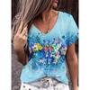 Summer Hot Selling 3D Printed V-neck Short Sleeved T-shirt for Women T-shirt Top
