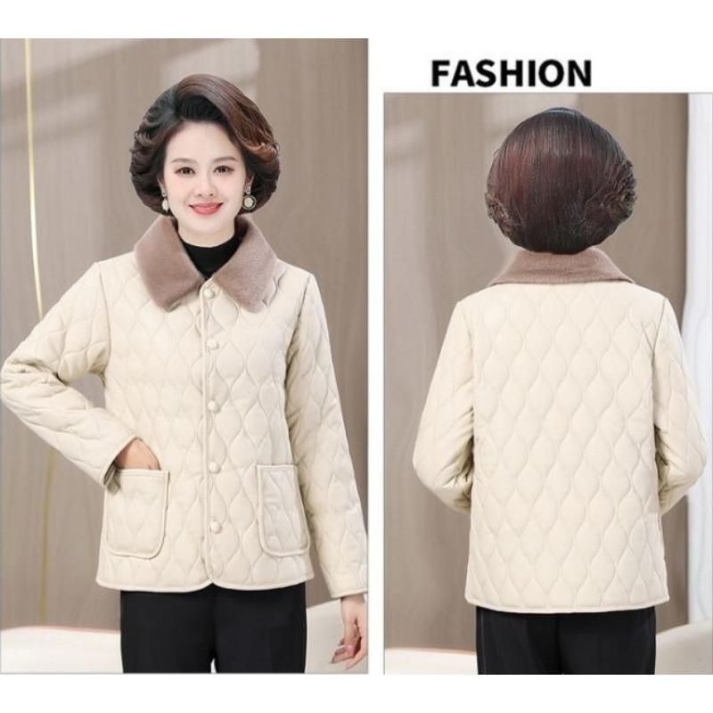 Осень-зима для женщин среднего возраста плюс бархатное теплое пальто средней длины свободного покроя из кожи кожаная куртка для мам повседневная куртка