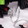 Devil Wings Plain Silver Ring Halloween S925 Sterling Silver Personality Ring Jewelry