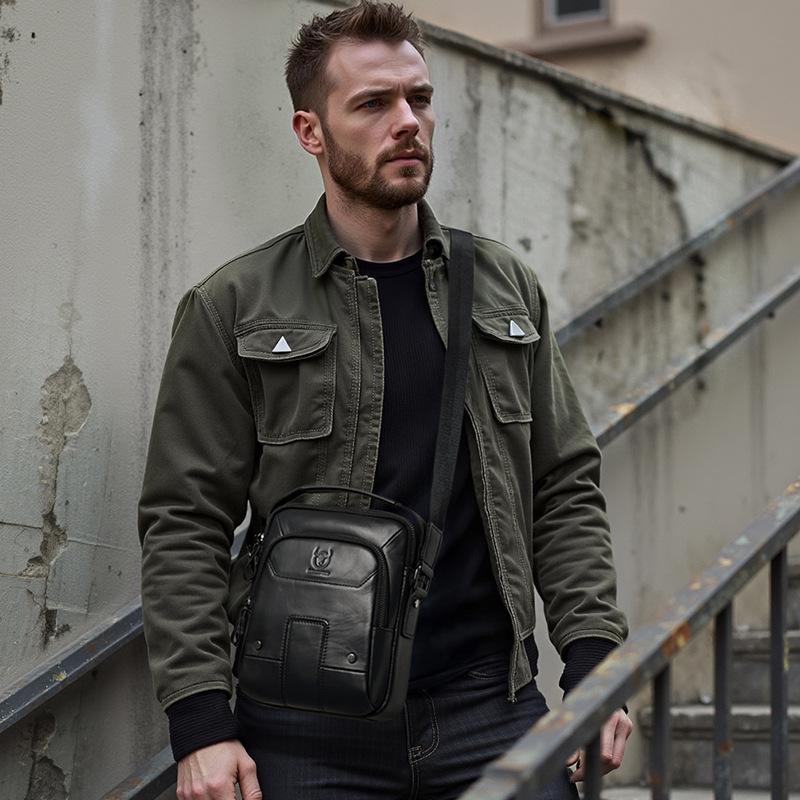 BULLCAPTAIN Мужская сумка через плечо из натуральной кожи для iPad/планшета 10,5–13 дюймов — многокарманный органайзер, премиальный дизайн, сумка через плечо/через плечо