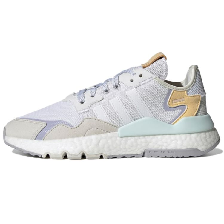 Adidas Оригинальные Nite Jogger Ретро Повседневная Носка Прочные Нескользящие Низкие Кроссовки для Лайфстайла Женские Кроссовки Белый Серый Фиолетовый H01728
