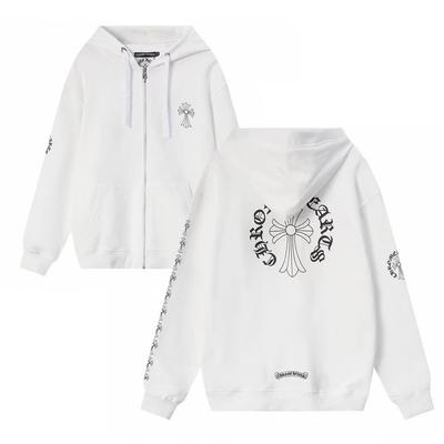 841 CHROME HEARTS Осень-Зима 2025 Новая Толстовка с Капюшоном на Молнии Классического Стиля с Логотипом Большого Размера, Подходит для Парной Носки