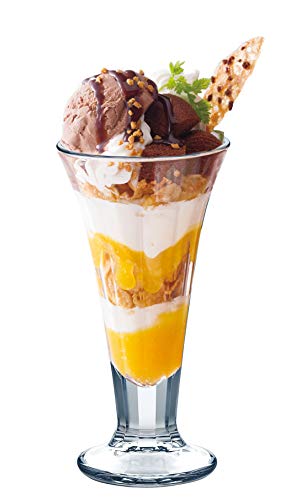 Toyo Sasaki Glass Parfait Glasses, 235ml, Set of 6, Made in Japan, Dishwasher Safe, Sundae/Dessert Glasses with Stems, Commercial Grade Glasses, P-022