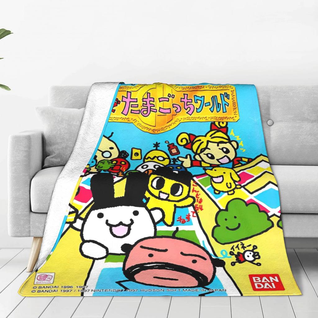 Japanese Tamagotchis Blanket Warm Soft Aesthetic Plush Throw Blanket For Child Couch Bed Flannel Bedspread Bed Cover