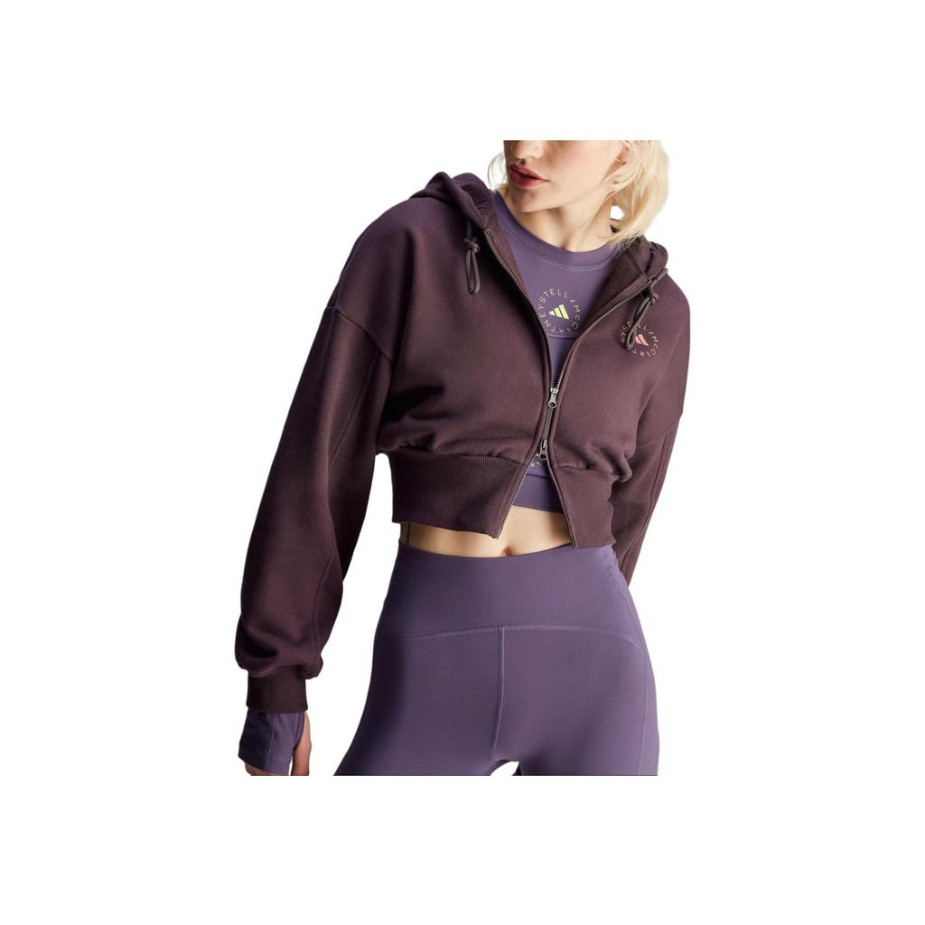 Adidas Stella McCartney Sportswear укороченная толстовка с капюшоном женская толстовка темно-коричневого цвета IZ5011