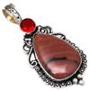 Pendant Hunny Dendritic Opal Garnet Gemstone Handmade Silver Jewelry 2.5"