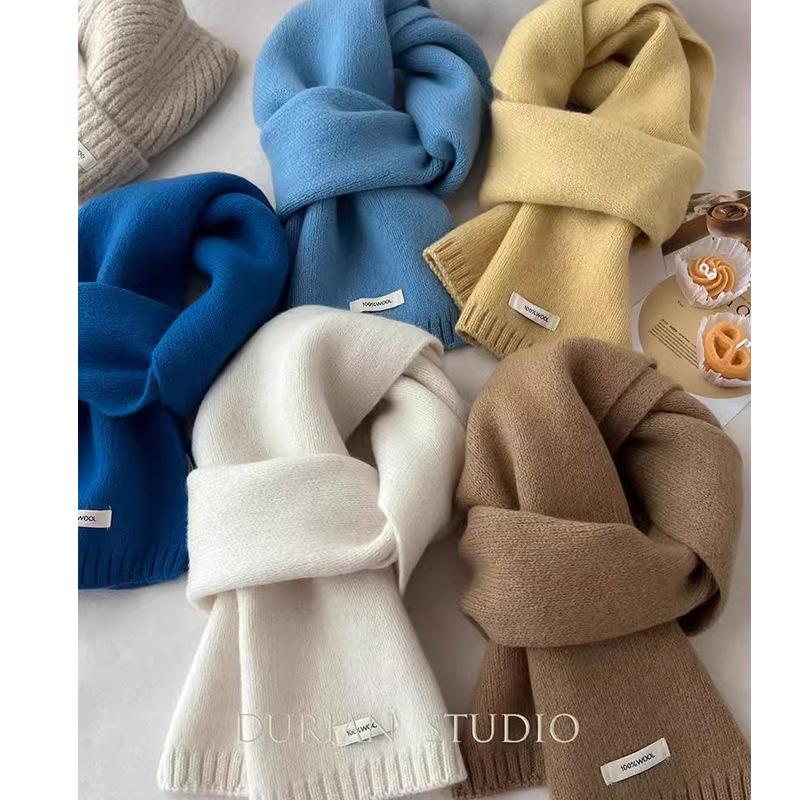 Australian Pure Wool Cashmere Scarf - Unisex Winter Warm Knitted Solid Color