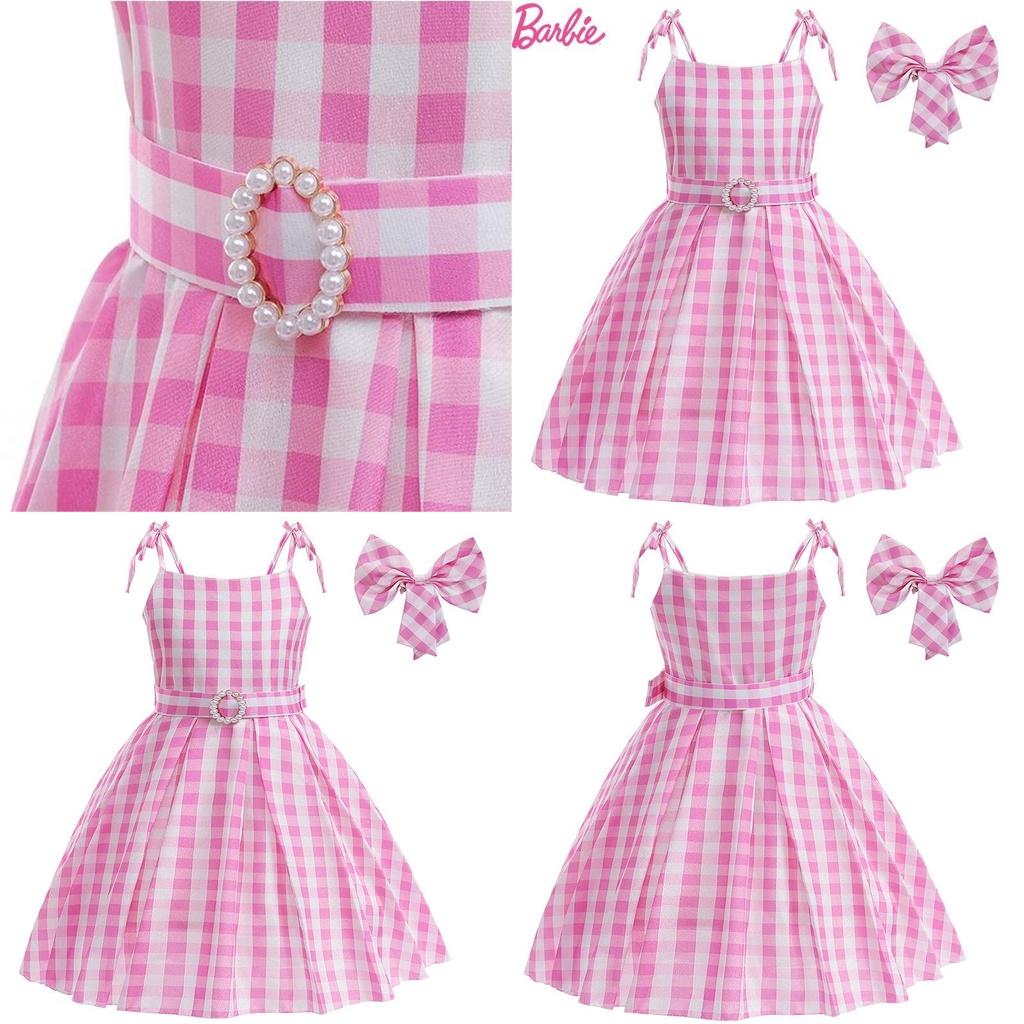 Charming Barbie Cosplay Princess Dress Perfect For Kids Polyester Pink Color Available In Multiple Sizes