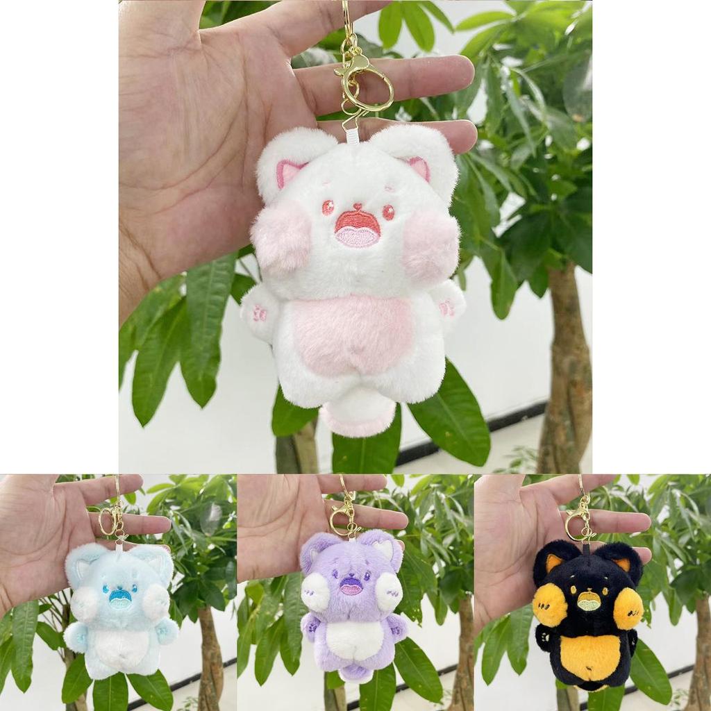 Sweet Plush Cat Keychain Adorable Animal Doll For Stylish Bag And Key Accessories In Soft Shades