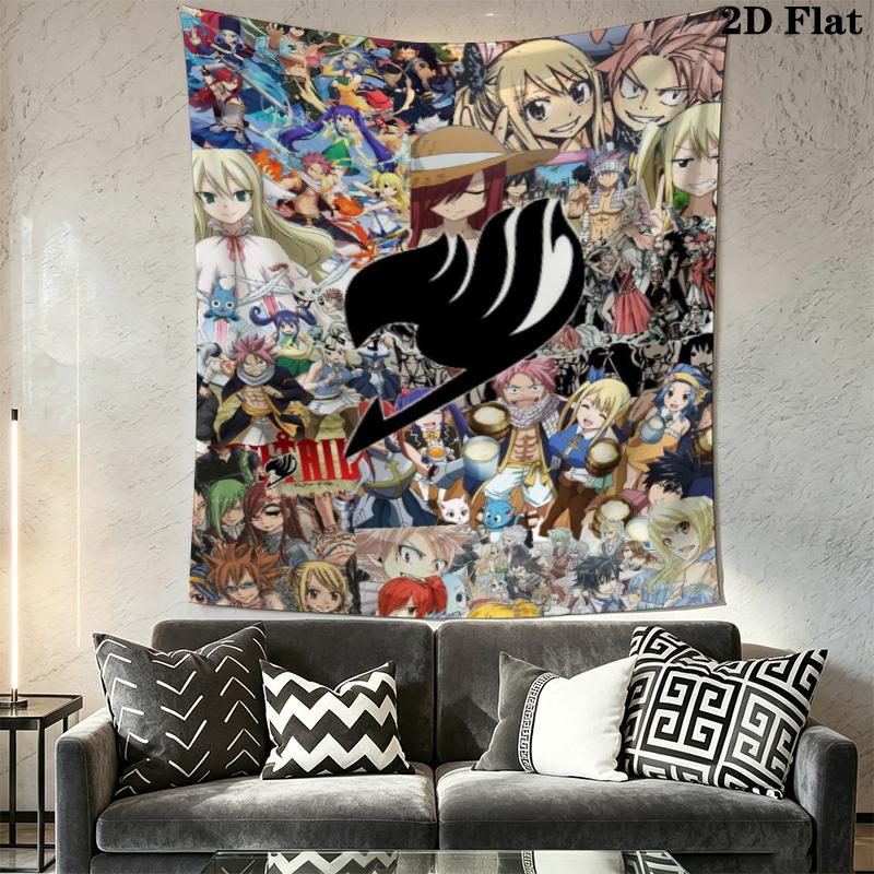 FAIRY TAIL Wall Tapestry Aesthetic Wall Hanging Printed Fabric Blanket Decorative Tapestries for Bedroom Living Room Home Decor